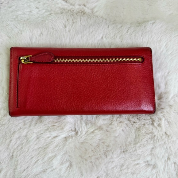 Prada Long Wallet Red Leather Gold Hardware - Picture 9 of 13